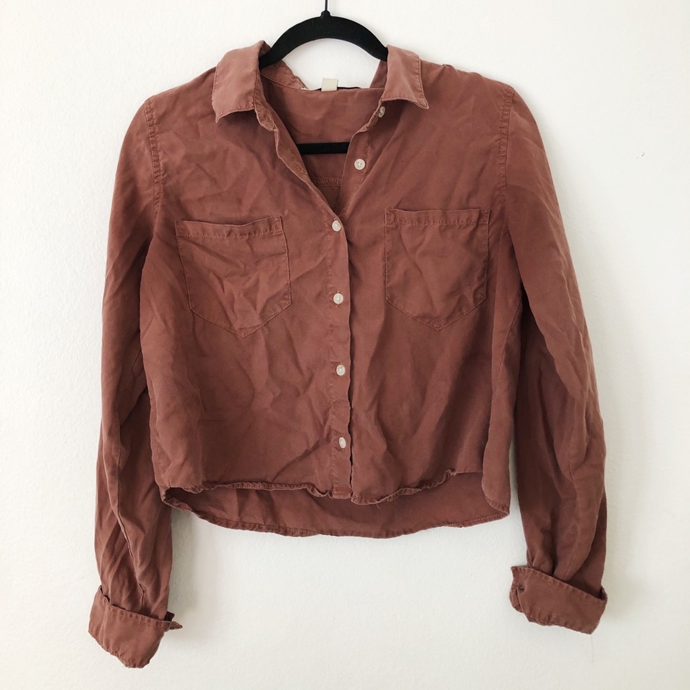 Crop button down long sleeve